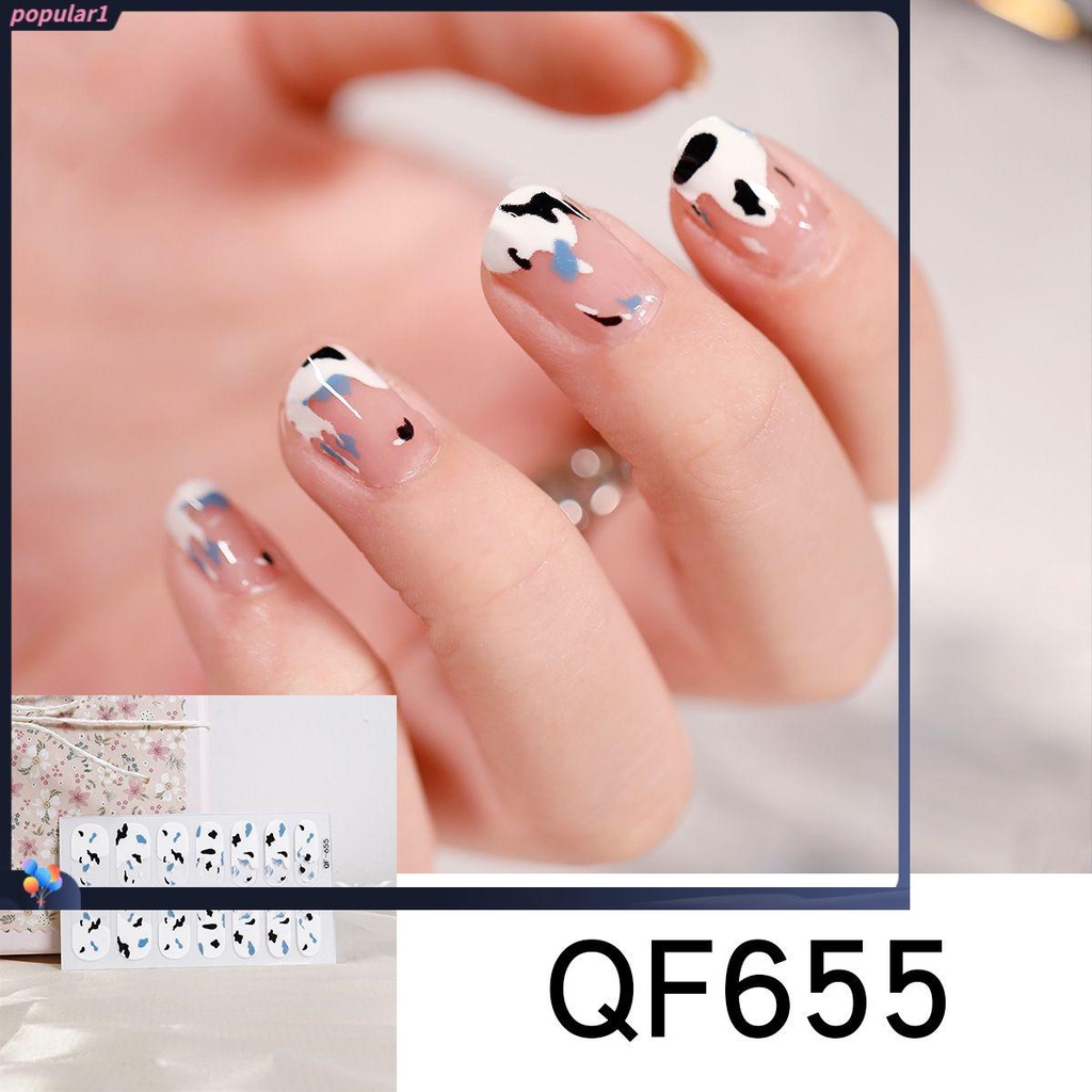 14 Stiker Strip Cat Kuku 11 Warna Dengan Perekat Untuk Dekorasi Manicure Nail Art Wanita