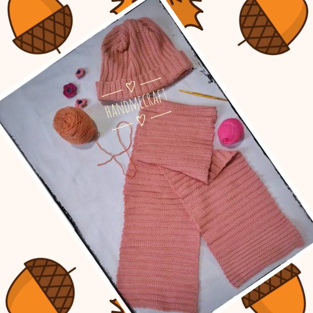 Set Topi dan Syal rajut