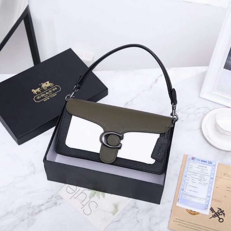 Coach Tabby 26 colorblock Shoulder bag in Tricolor Green-White-Black T1064# (Pls baca deskripsi)