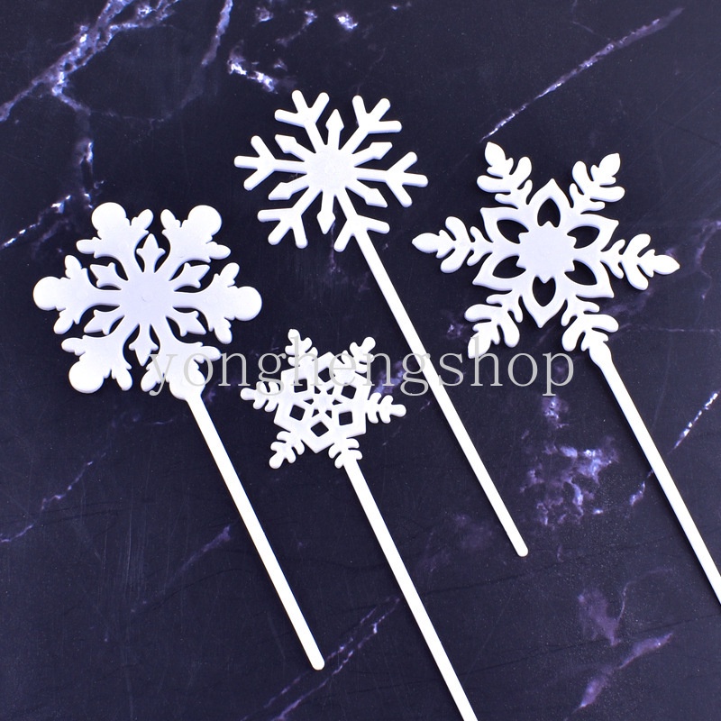 4pcs / set Topper Kue Desain Snowflake Untuk Dekorasi Pesta Pernikahan