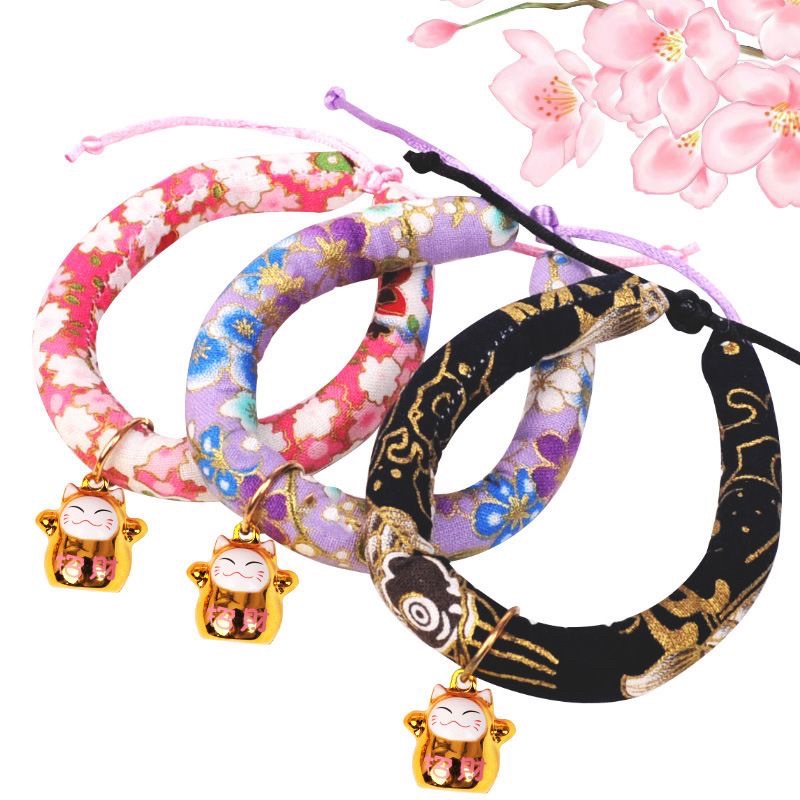 Kalung Kucing Anjing Motif Jepang Pet Cat Dog Collar Japanese Flower