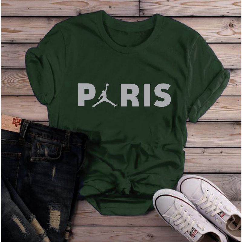 Kaos Cewek PARIS Jordan Baju Oblong Lengan Pendek Kaos Distro Cewek Logo Tshirt Women