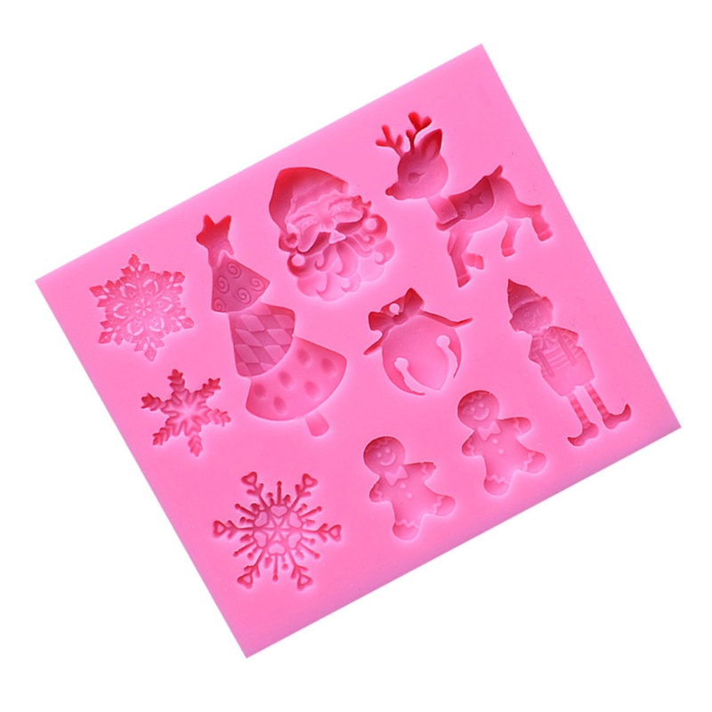 Cetakan Pemotong Kue Fondant Bahan Silikon Food Grade Bentuk Manusia Salju Natal