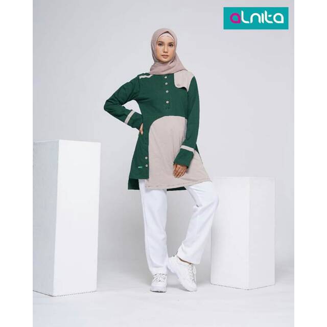 Atasan Alnita AA 52 Hijau Botol Bahan Combed