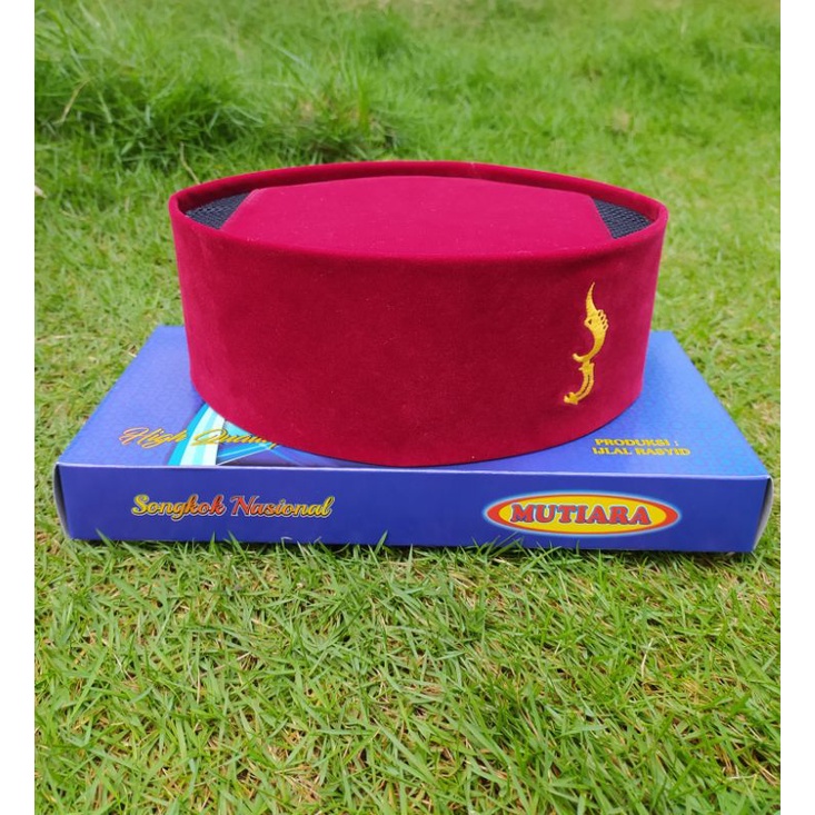 Peci Logo Kujang Merah Maroon