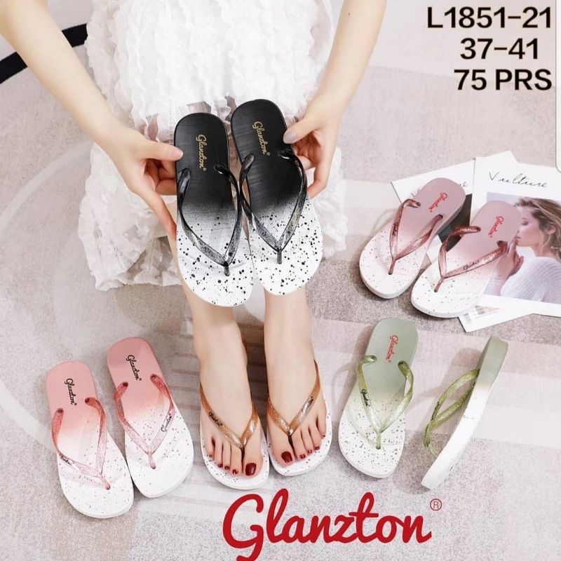 Sandal Jepit import Glitter bercak Glanzton
