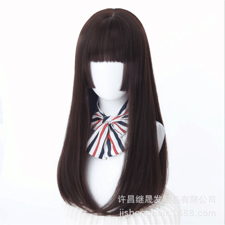 WDA-11 wig daily lolita rambut palsu panjang straight lurus poni side bangs