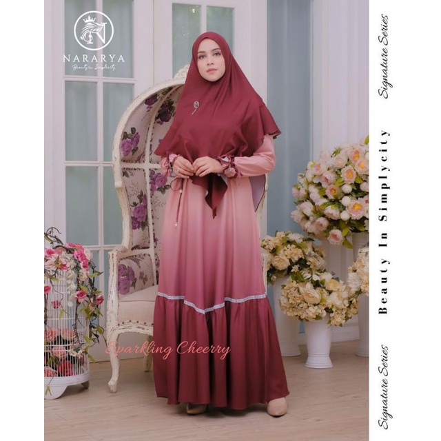 Gamis Set Hijab Syari Rainbow Series Grade B Original Branded by NG Premium