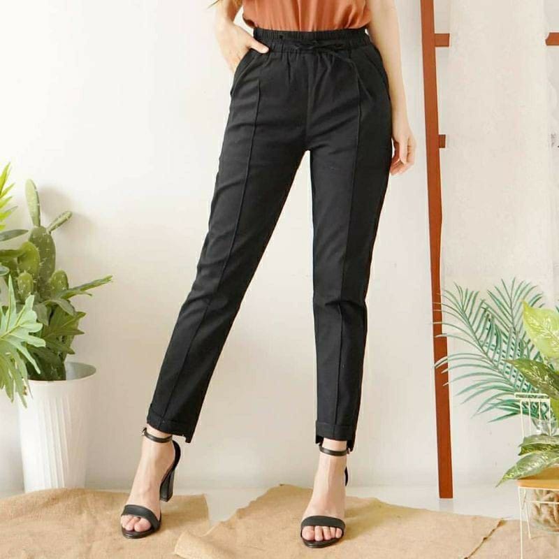 CELANA WANITA BAGGY PANTS AMERICAN DRILL PREMIUM GRADE A ( HALUS DAN TEBAL ) / BEGY PANT PENSIL SKINY / TLAI PINGGANG FULL KARET