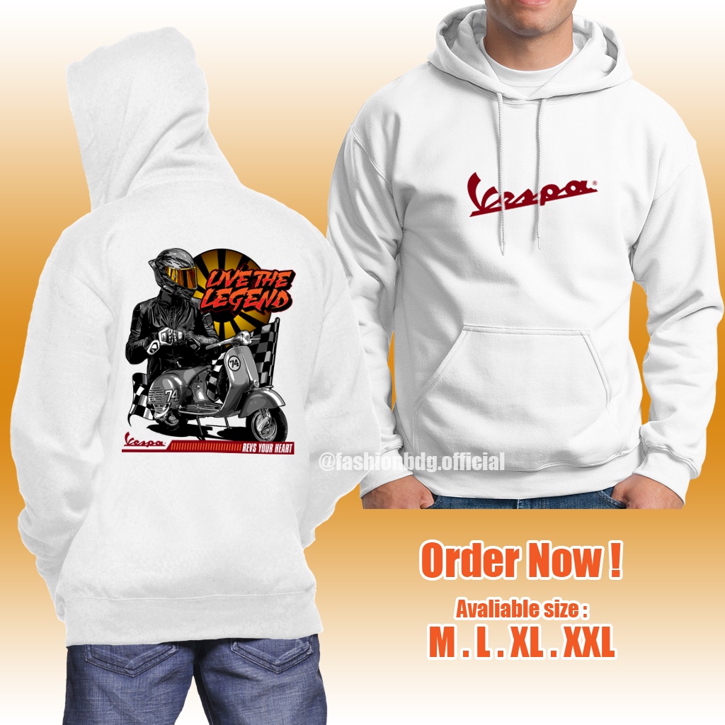 Hoodie Vespa Live in The Legend Jaket Sweater Vespa Distro keren tebal