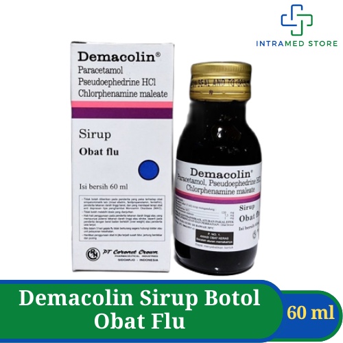 Demacolin Sirup Botol 60 ml - Obat Flu, Demam, Sakit Kepala, Hidung Tersumbat & Bersin-Bersin