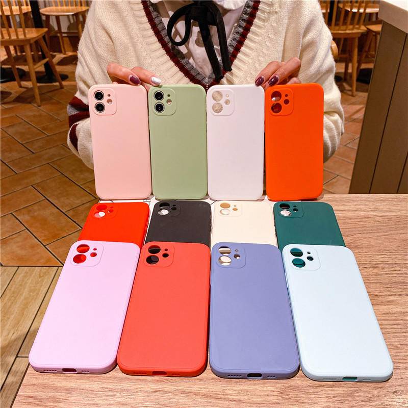 Soft case Bahan Silika Gel Imitasi Warna solid Untuk iPhone 13 12 11 Pro MAX Mini X XS MAX XR SE 2022 2020 6 6S 7 8 Plus