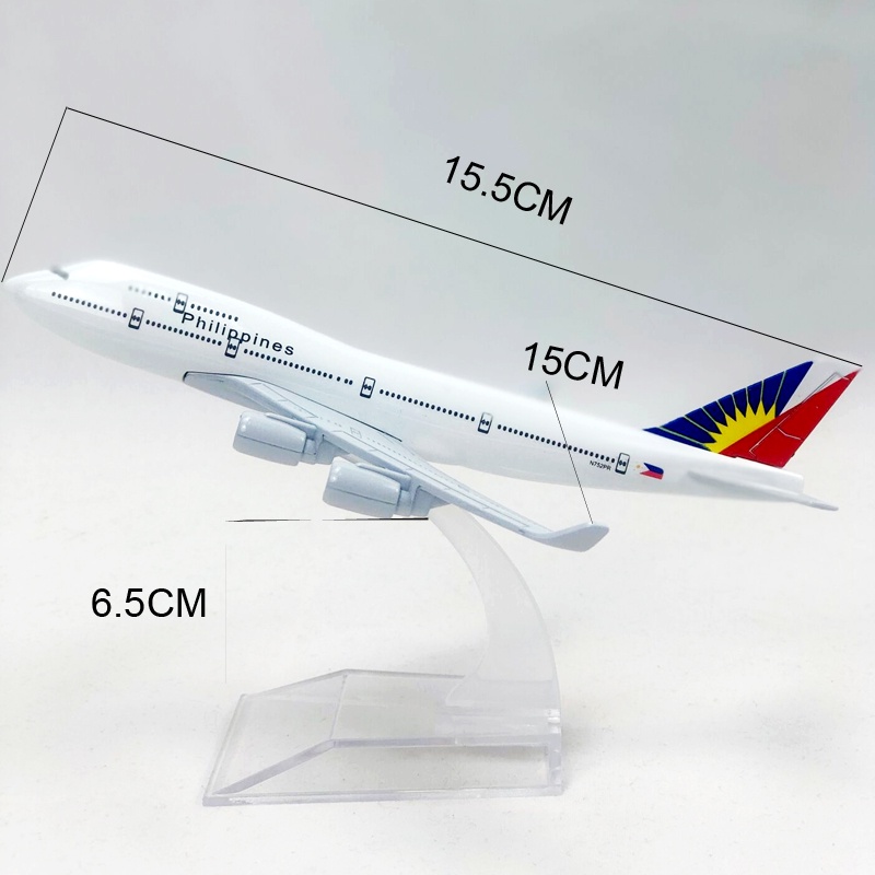 Mainan Model Pesawat Terbang Philippine Airlines PAL Boeing B747 Bahan Metal Alloy Ukuran 16cm