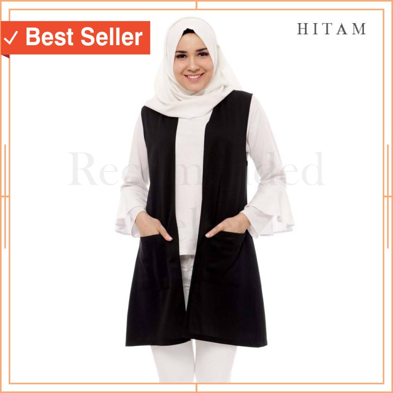 OUTERWEAR MUSLIMAH MURAH TERBARU Mybamus Cardigan Panjang Tanpa Lengan Muslimah Plain Saku Luar