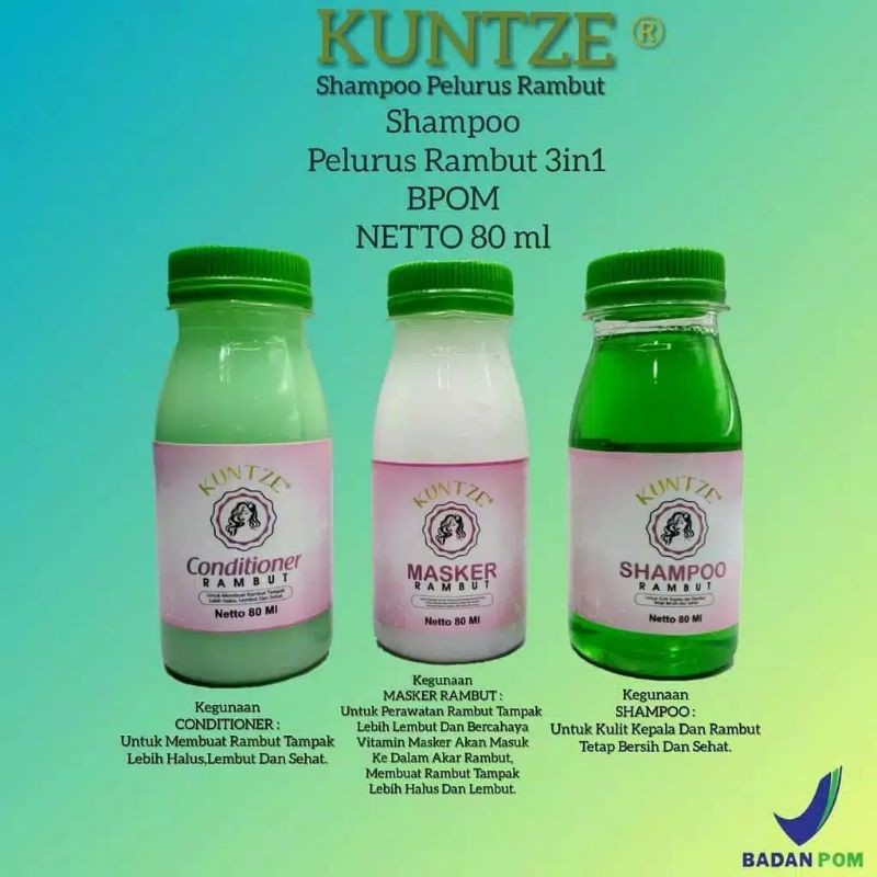 PELURUS RAMBUT PERMANEN KUNTZE PAKET SHAMPO PELURUS RAMBUT 3IN1 SHAMPOO CONDITIONER MASKER