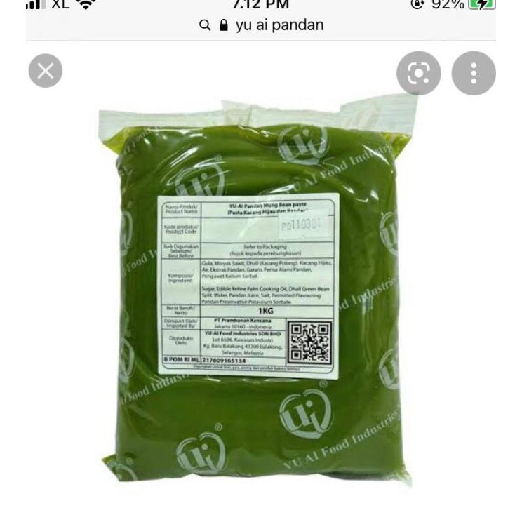 

Sale YU AI PANDAN FILLING SOFT 3 KG