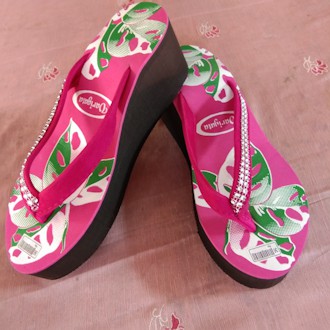 ANUR-sandal wanita wedges sablon  tinggi 6 cm