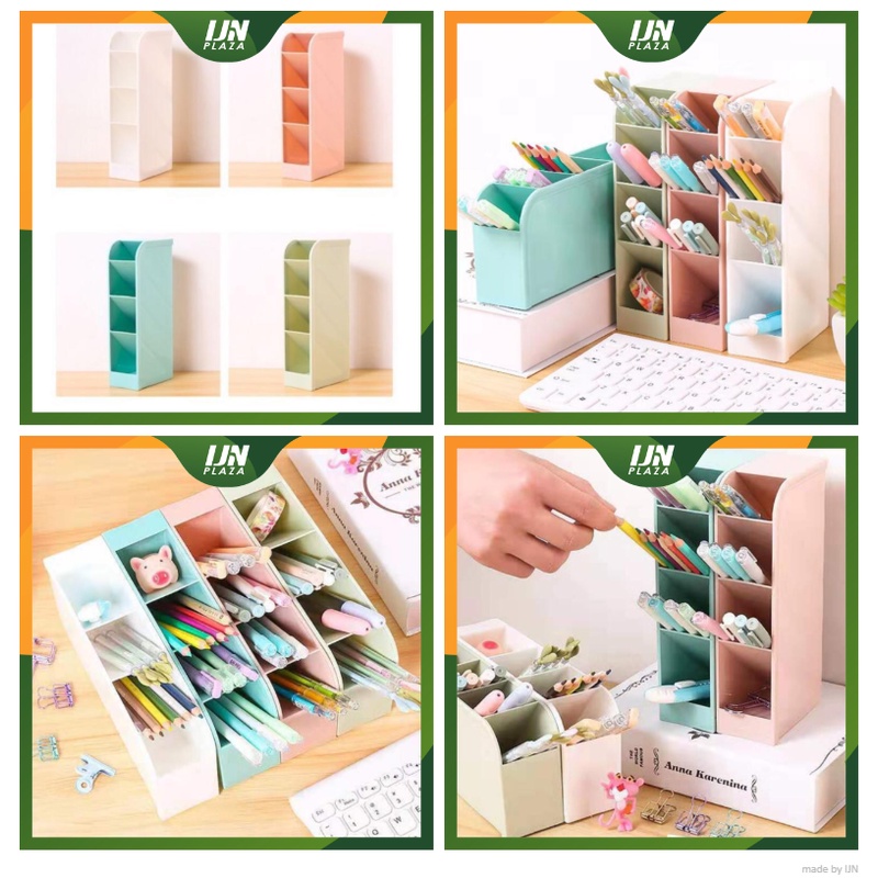 ❤ IJN ❤ Pen Holder Rak Tempat Alat Tulis Rak Tempat Pena Kantor Color 4 tingkat / Stationery Space Office Storage Box