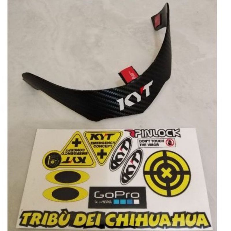Spoiler helm kyt Rc7 hitam carbone motif+ stiker kaca print cut,