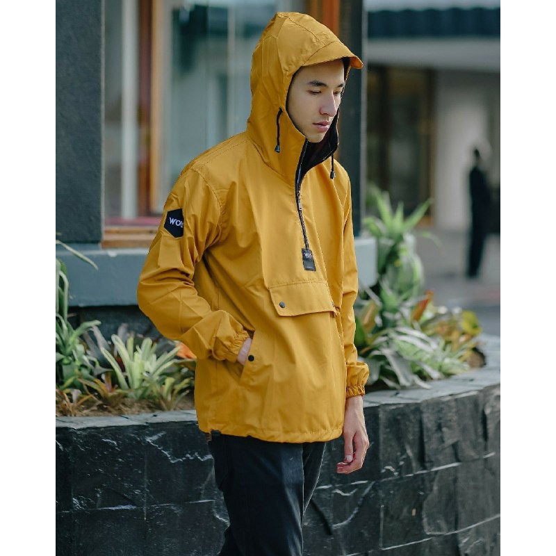 Jaket Hoodie Pria Jaket Parasut Jaket Cougle Kuning Wolv