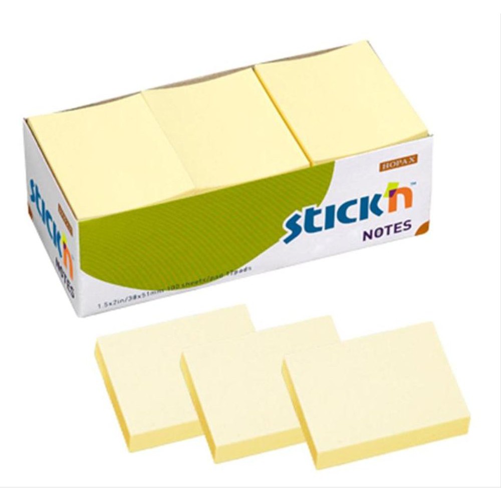 

Stickn Regular Notes 21005 - 1.5 X 2 cm - Pastel Yellow sticky note post it - ISI 12 PADS Trendi