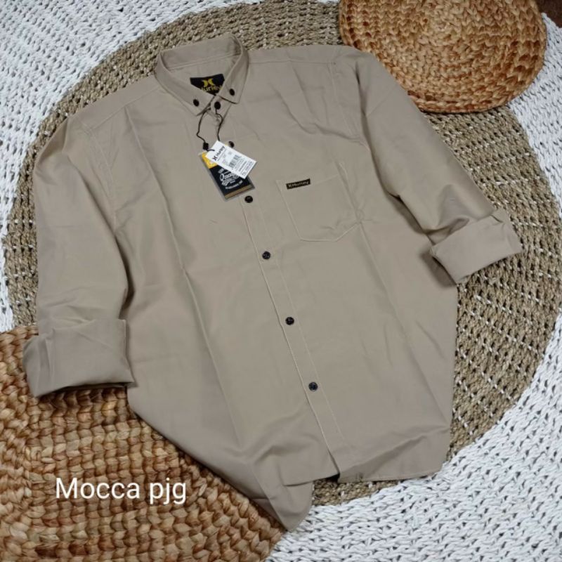 Kemeja Pria Lengan Panjang Polos Army Hem  Pria Formal Katun Poplin Model Slimfit