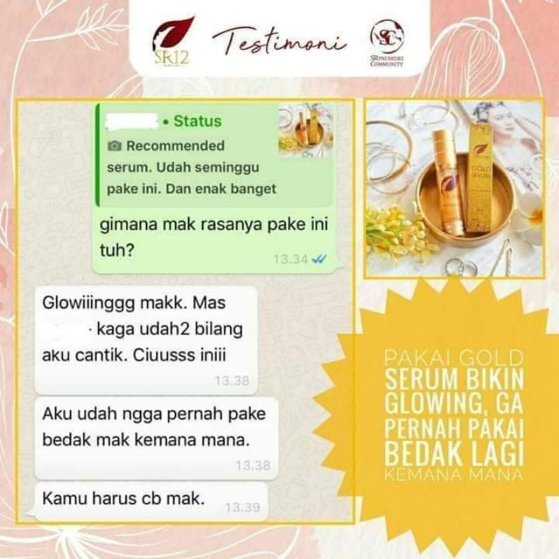 SERUM GOLD SR12 / MENGURANGI KERIPUT / MENGHILANGKAN FLEK HITAM/ GLOWING/ COLAGEN