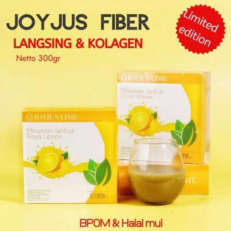 JOYJUS LIME FIBER 1 Box 15 Sachet With Collagen  / Minuman Serbuk Rasa Lemon dengan Kolagen / Pelangsing Detoxs Diet Pencerah Pelembut Kulit