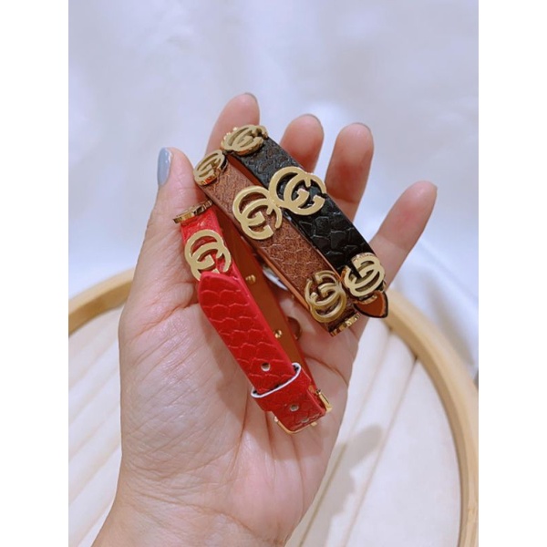 Gelang Kulit Mix Titanium Asli Motif Gc Kulit Waterproof Premium Anti karat Stainless steel Gt1