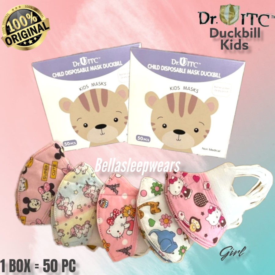 DB AN ITC MARVEL &amp; MIX - MASKER ANAK KIDS DUCKBILL 3PLY - ITC PUTIH HITAM MIX