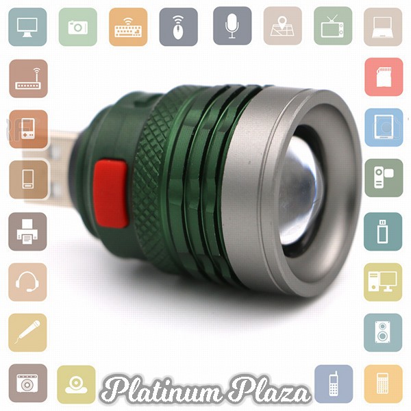 Senter LED USB Zoomable Mini Handy Flashlight 800 Lumens - Army Green`FE7CKG-