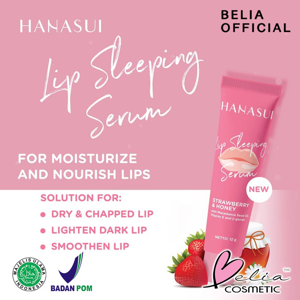 ❤ BELIA ❤ HANASUI Lip Sleeping Serum | Mask Bibir Strawberry (✔️BPOM) Halal