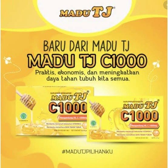 

MADU TJ C1000 VITAMIN C 1000 5SACHET 5 SACHET SASET SACH 5'S / BOX PRODUK TERBAIK