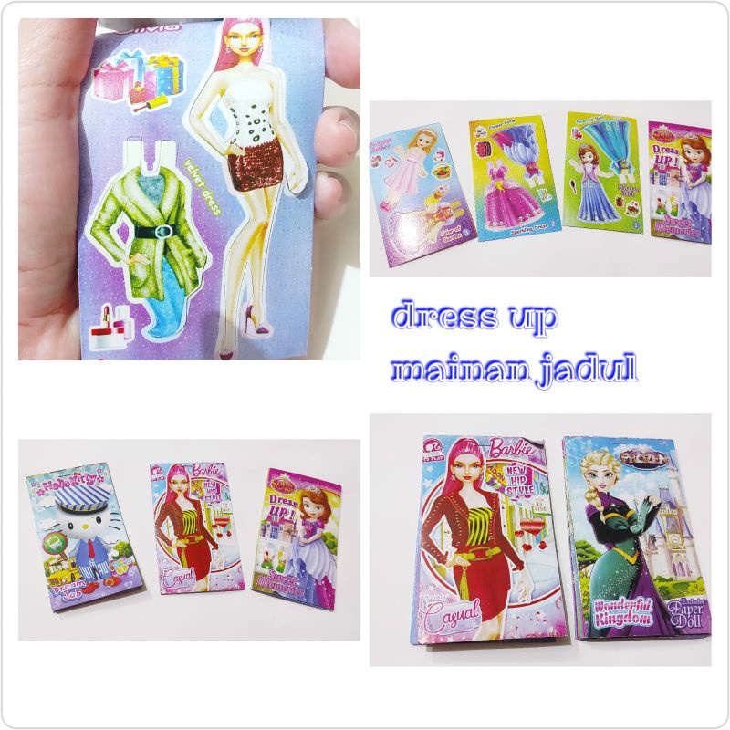mainan anak perempuan mini dress up bongkar pasang kertas kecil isi 4 set