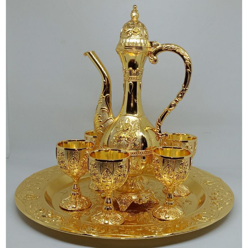 Teko Arab Aladin Set 7 Gold Tinggi datar