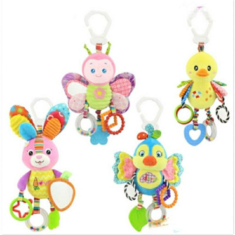 Teether Gantung Bentuk Boneka Plush Hewan untuk Stroller / Boneka Bayi Lucu / Mainan Bayi Karakter