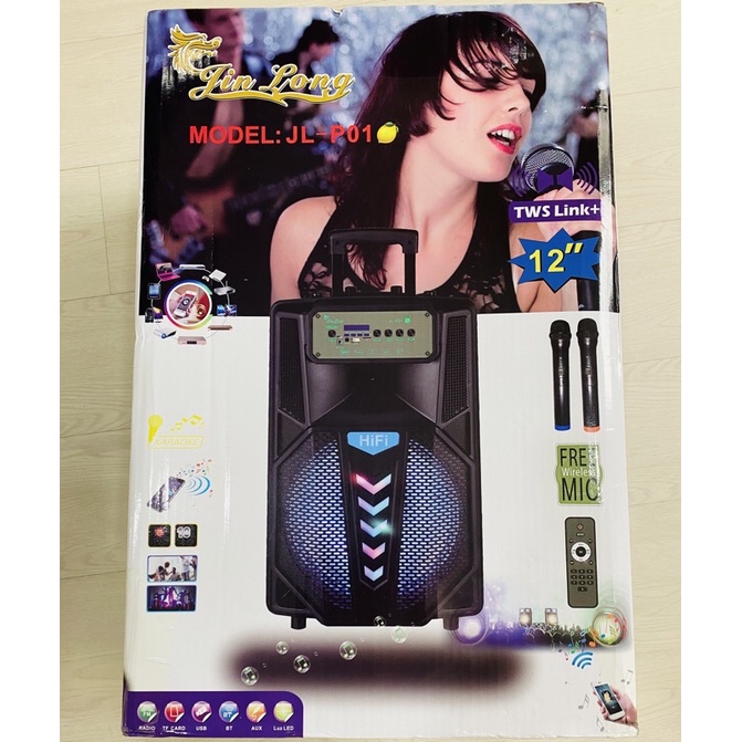 JL - P01 TWS Link+ Speaker Bluetooth 12” Tenteng Support BT / USB/ TF / TWS / FM