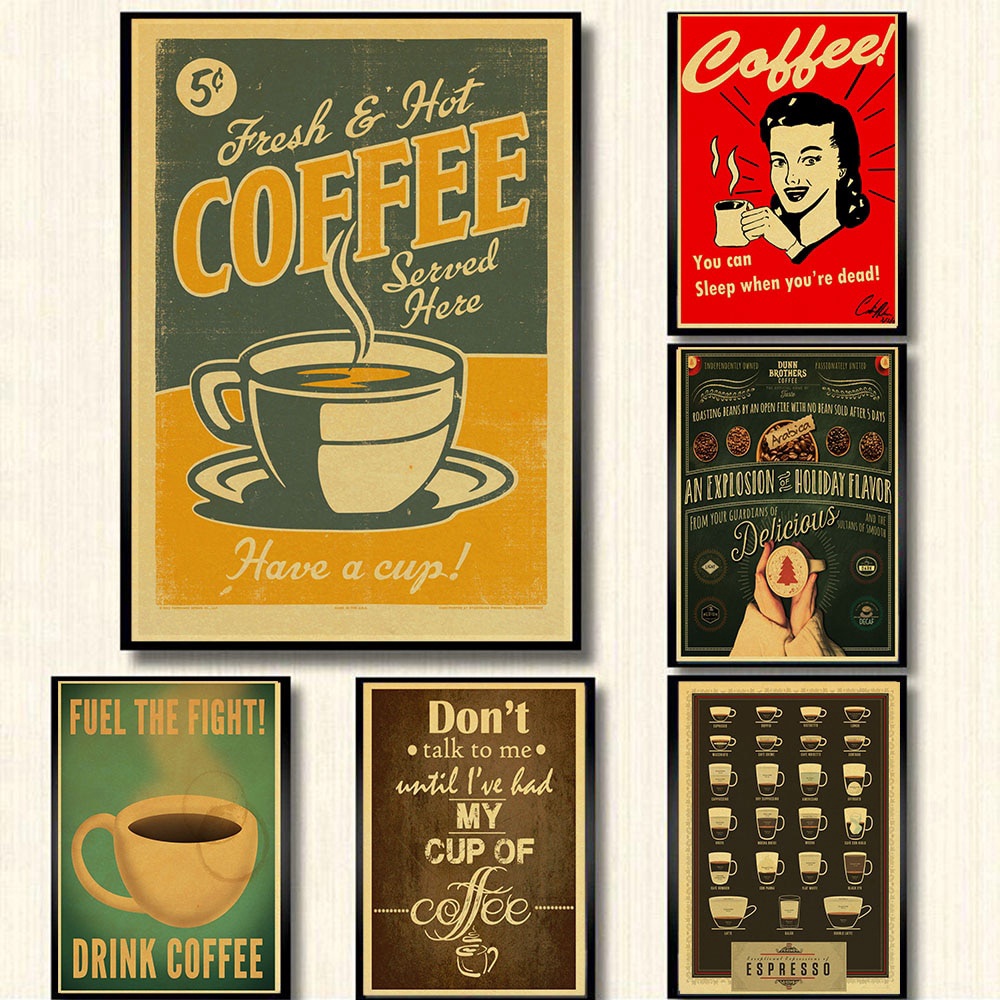 Poster Kertas Gambar Kopi Espresso Italia Untuk Dekorasi Dapur Kafe