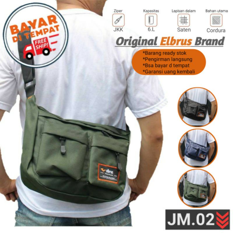 Tas Slingbag Kanvas 100% Unisex Pria Tas Selempang perahu saku dua Pria Tas Bahu Tas Sekolah Tas slempang Samping Kotak Sekolah Kuliah Distro Pria Elbruss Tas Gatget Wadah Hp Kuliah Tas Kerja Tas Laptop 14 in - Blue hitam Hijau army Abu