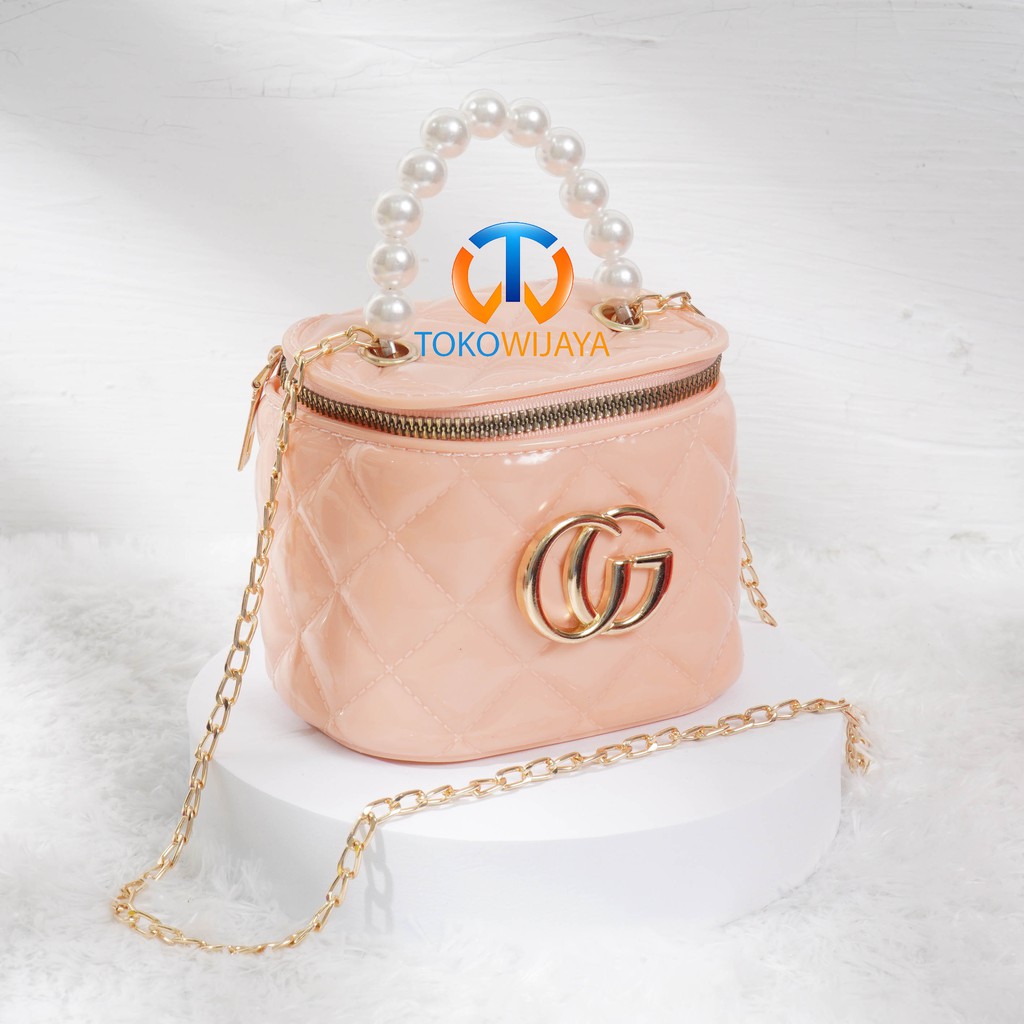 Tas Jelly Glossy Tabung Cg Pearl | Tas Jelly Glossy Motif Tabung Import | Tas Jelly Mini Rubber