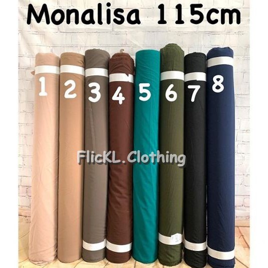 Bahan Kain Monalisa Polos Lebar 1.15 Meter Gamis Muslim Blouse Rollan