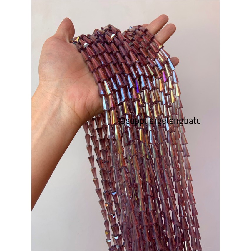 bahan kristal terompet 16 x 10mm METALLIC BROWN PURPLE cokelat PREMIUM