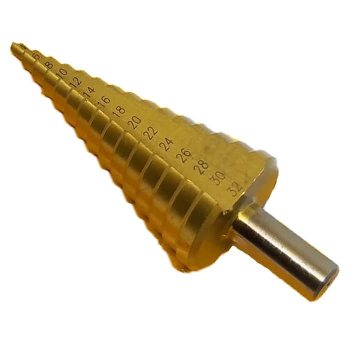 Deskripsi Mata Bor Kerucut 4-20 mm HSS / Cone Drill Multi 9 Step Bit - YAIWA  Merek : Yaiwa Bahan Ma