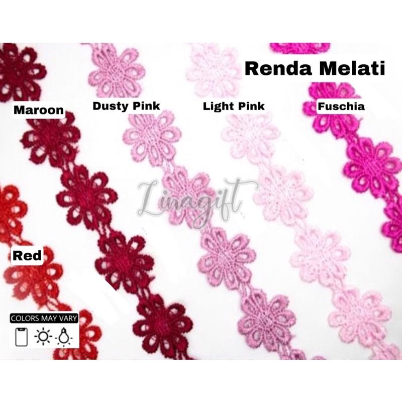 ( Meter ) RENDA MELATI / RAJUT BUNGA / BAHAN BROS 2CM / RENDA BORDIR CHOKER / CHOKER FLOWER