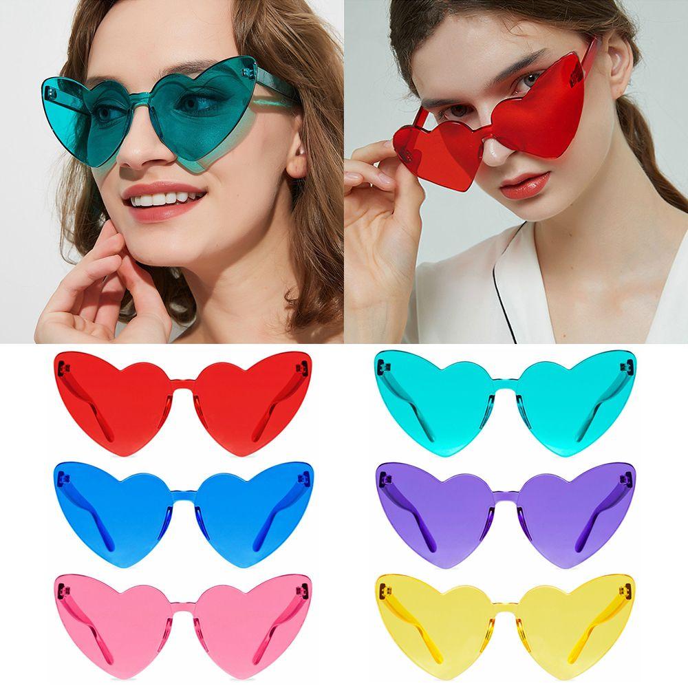 Lily Heart Sunglasses Cosplay Tanpa Bingkai Pesta Tebal Wanita Shades