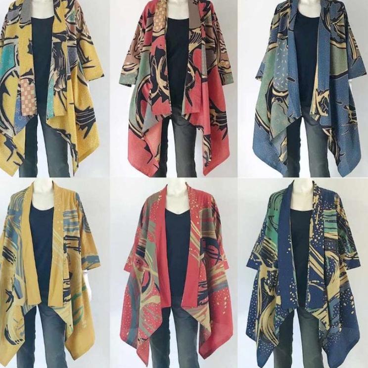 Terbaik.. LONG CARDI BATIK ASIMETRIS | LONG VEST BATIK WANITA ASIMETRIS