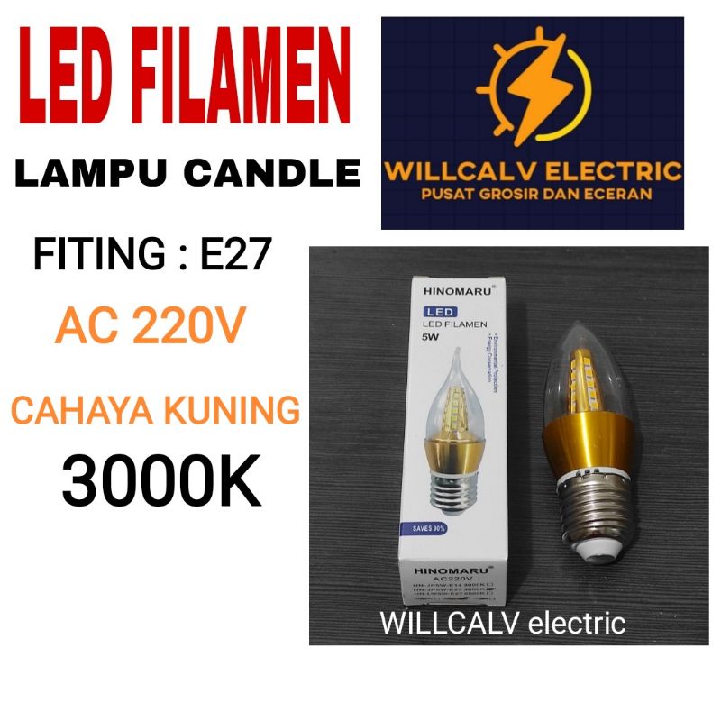 LAMPU CANDLE LED 5W 5WATT 5 W - LAMPU JANTUNG LED 5W 5WATT 5 W TYPE CLASSIC CAHAYA KUNING