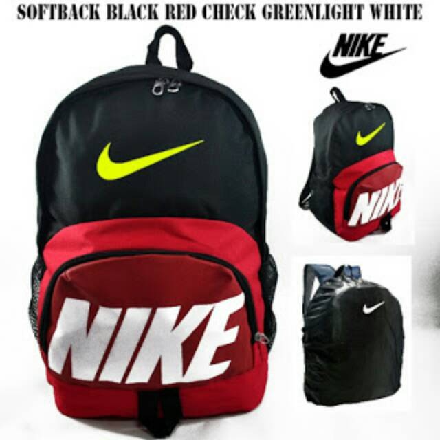 TAS RANSEL NIKE SOFTBACK HITAM MERAH LIS STABILO PUTIH