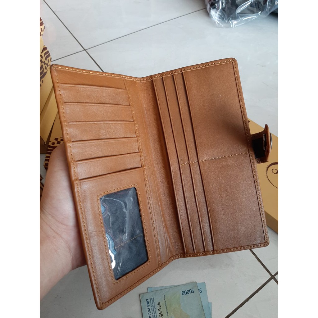 Dompet Kulit wanita Prian Casual Panjang Modis Model Kekinian Kulit Garut/Sukaregang