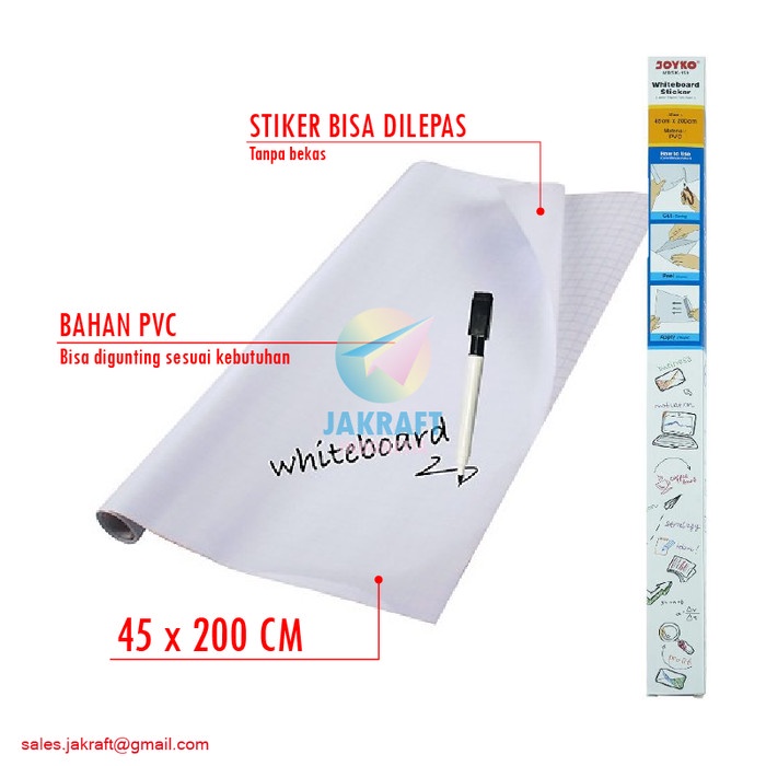 

CODE317 Stiker Papan Tulis JOYKO (45 x 200 Cm) Whiteboard White Board Sticker